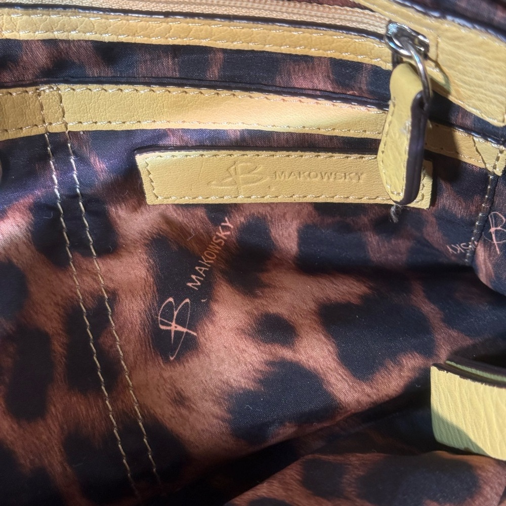 B. Makowsky Yellow Leather Hobo Shoulder Bag - Picture 6 of 13